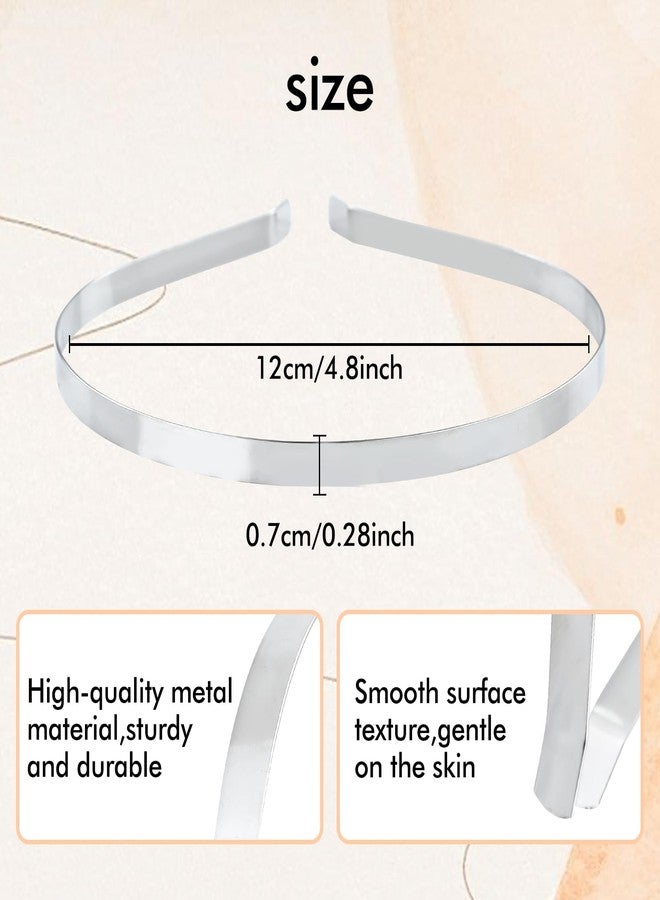 Dizila 30 Pack 0.7cm/0.28" Smooth Plain Blank DIY Craft Silver Thin Metal Headbands Frame Base Wire Hair Bands Accessories for Women Men Girls Teens Kids - Image 2